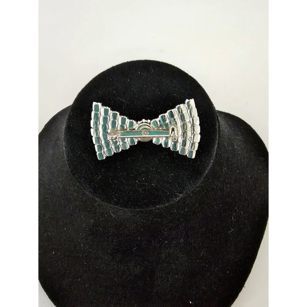 Vintage Rhinestone Bowtie Brooch Pin 1.5 Inch - Picture 2 of 2